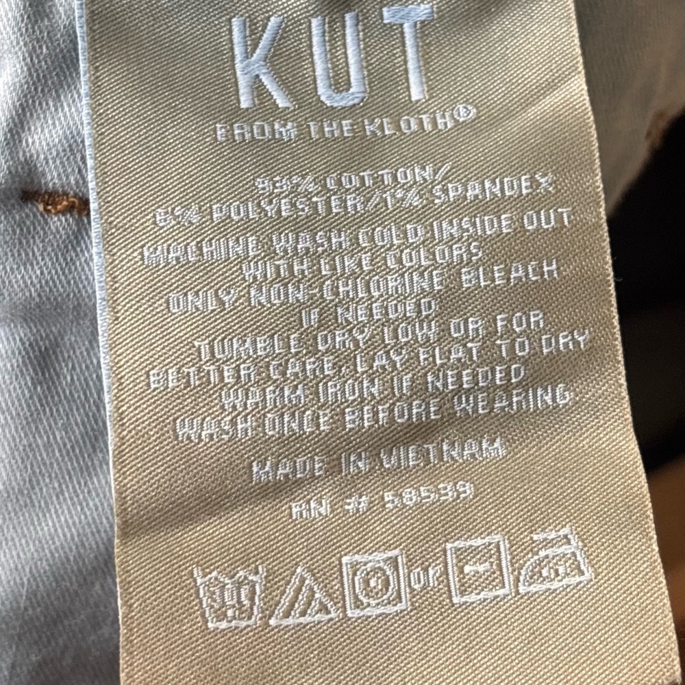 Kut from the Kloth Meg High Rise Fab Ab Ankle Wide Leg Raw Hem, Med Wash, Sz 14 - Picture 8 of 13